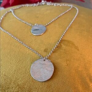 Doubled Elegant Silver Pendant Necklace By Chicos